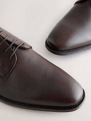 Saffiano Brown Leather Derby Shoes By Monk Bespoke Labs