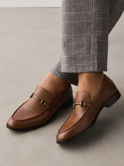 Snaffle Tan Leather Loafers By Monk Bespoke Labs