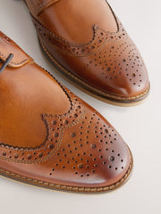 Tan Leather Wingtip Derby Brogues By Monk Bespoke Labs