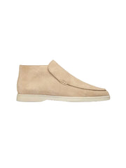 Florence Beige Suede Slip-On Ankle Loafers By Monk Bespoke Labs