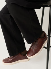 Daegu Brown Leather Sneaker By Monk Bespoke Labs