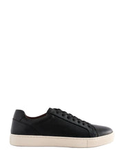 Black sneaker with white sole on a white background