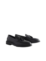 Black Leather Tassel Loafer By Monk Bespoke Labs