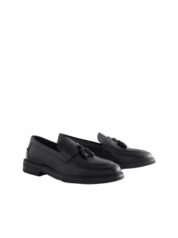 Black Leather Tassel Loafer By Monk Bespoke Labs