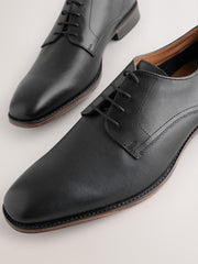 Saffiano Black Leather Derby Shoes By Monk Bespoke Labs