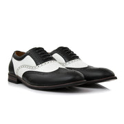 Arthur Black & White Two-Tone Wingtip Oxford Shoes handcrafted in genuine leather by Monk Bespoke Labs.