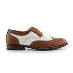 Premium Brown and White Two-Tone Full Brogue Oxford Shoes for Men by Monk Bespoke Labs