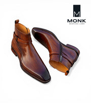 Berlin Brown Hand-Patina Jodhpur Zip Boots By Monk Bespoke Labs