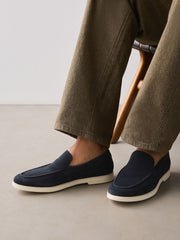 Tokyo Navy Blue Suede Loafers By Monk Bespoke Labs