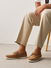 Busan Tan Suede Boat Shoes By Monk Bespoke Labs