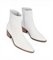 Beijing White Cuban Heel Leather Boots by Monk Bespoke Labs