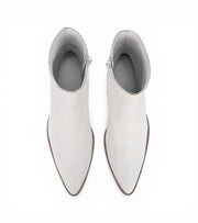 Beijing White Cuban Heel Leather Boots by Monk Bespoke Labs